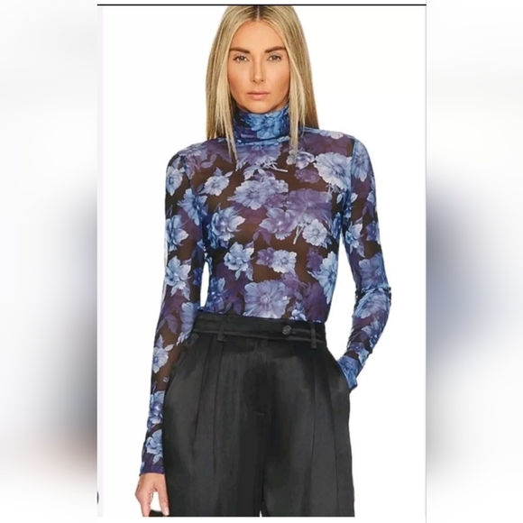 Alice + Olivia DELAINA LONG SLEEVE TURTLENECK MESH TOP SIZE XL - Picture 13 of 16